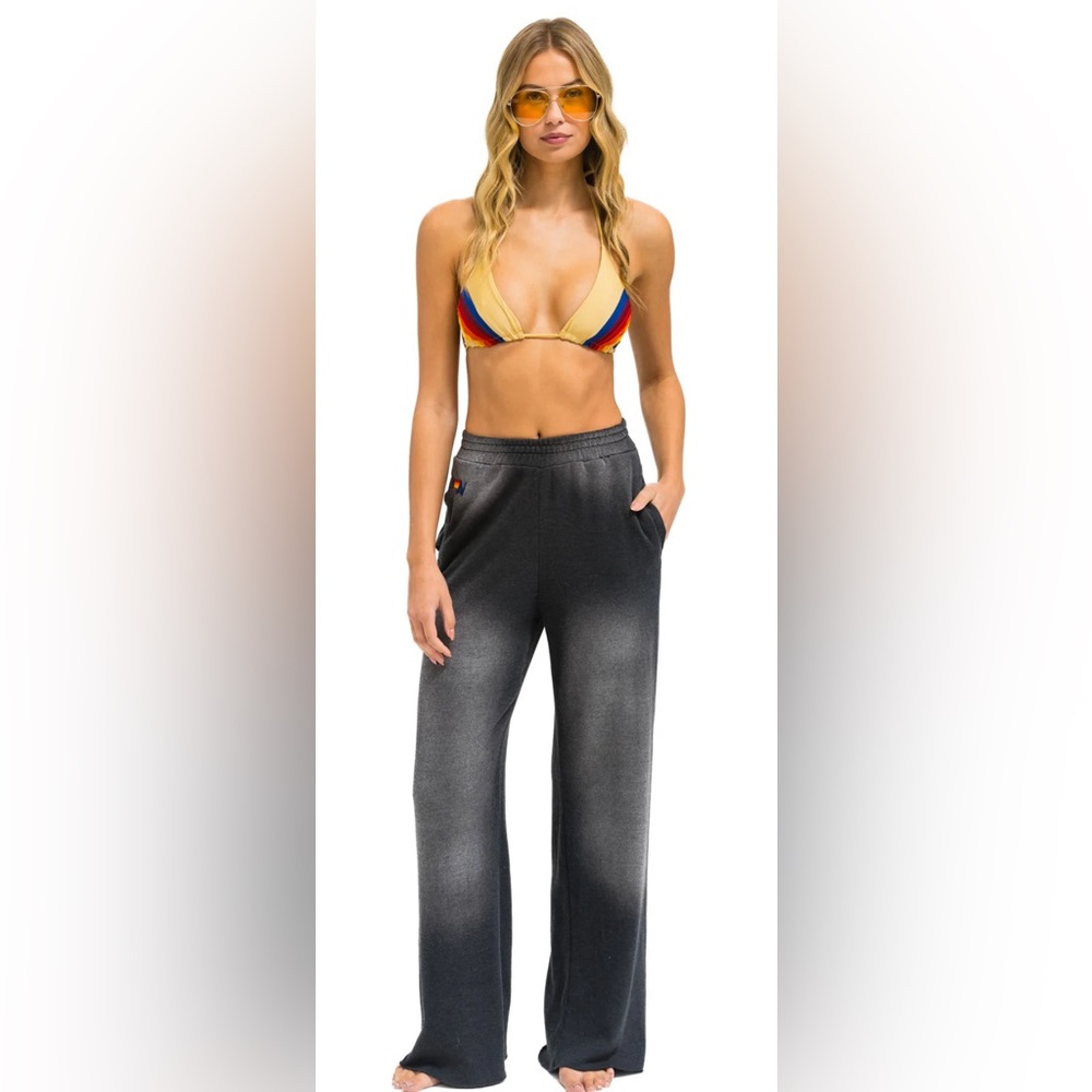 Aviator nation wide leg Gray Ombre Sweatpants L